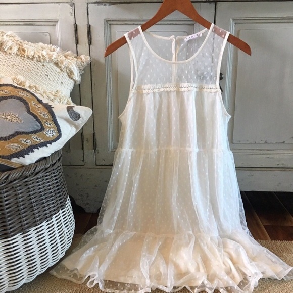 Love Riche Dresses & Skirts - Loveriche Off White Ruffle Hem Tulle Tank Dress